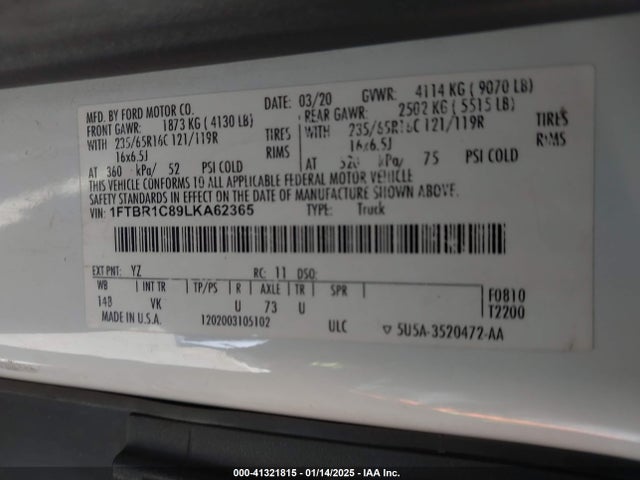 1FTBR1C89LKA62365 Ford Transit-250