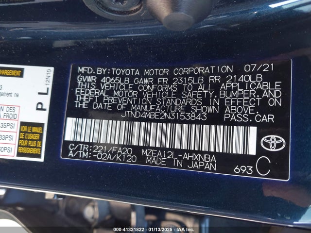 JTND4MBE2N3153843 Toyota COROLLA SE