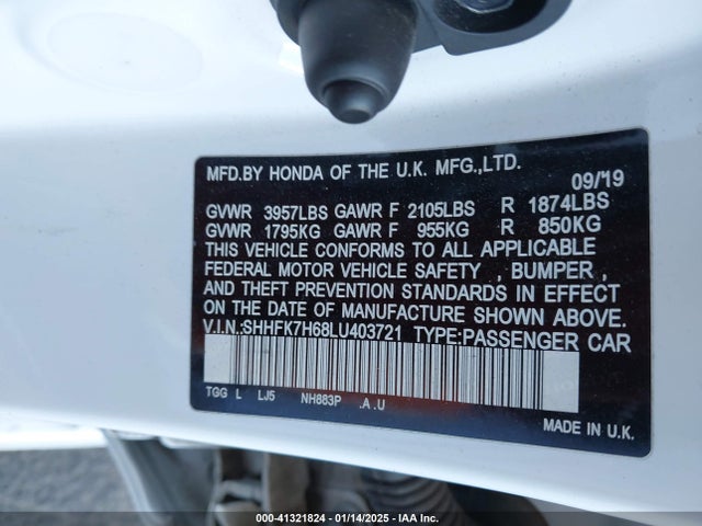 SHHFK7H68LU403721 Honda CIVIC EX