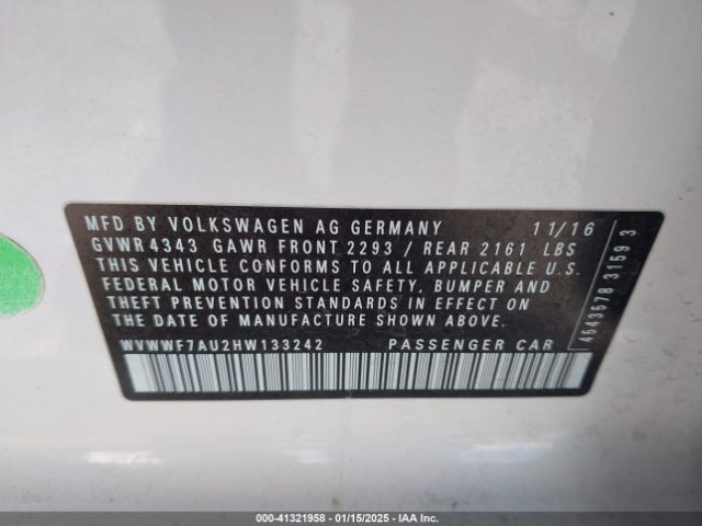 WVWWF7AU2HW133242 Volkswagen 2.0 tsi