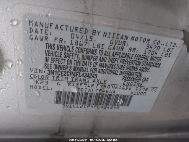 Nissan Versa Note S (sr) 2015 3N1CE2CP4FL434245 Image 9