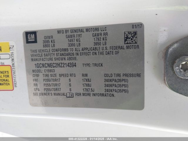 1GCNCNEC2HZ214394 Chevrolet Silverado 1500 Wt