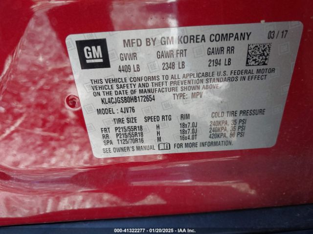 KL4CJGSB0HB172654 Buick Encore Essence