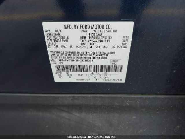 1FM5K7BH2HGD35383 Ford Explorer