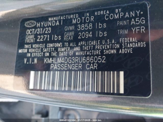 KMHLM4DG3RU686052 Hyundai ELANTRA SEL