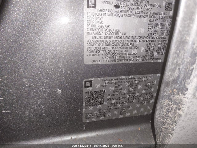 1GTP9EEL6MZ105647 GMC Sierra 1500 4wd  Short Box At4/4wd  Standard Box At4
