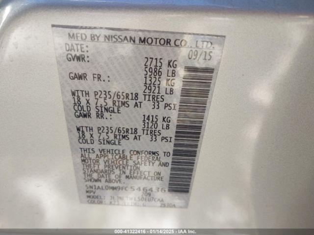 5N1AL0MM9FC546436 Infiniti QX60
