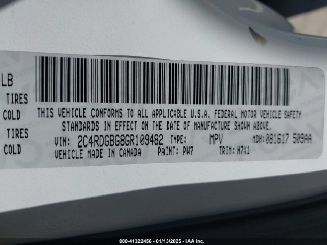 2C4RDGBG8GR109482 Dodge Grand Caravan American Value Pkg