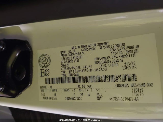 1FTEW1EF9GFC62825 Ford F-150 Xlt
