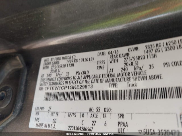 1FTEW1CP1GKE29813 Ford F-150 Xl