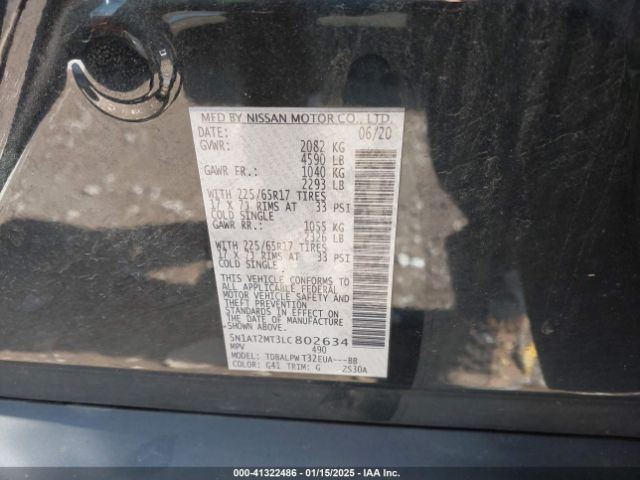 5N1AT2MT3LC802634 Nissan Rogue S Fwd