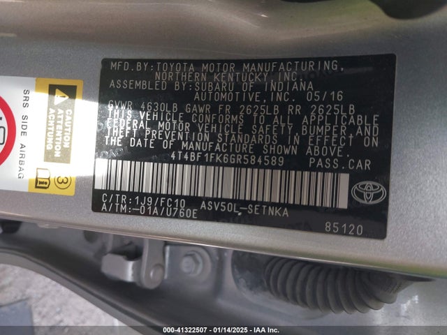 Toyota CAMRY LE 2016 4T4BF1FK6GR584589 Image 9