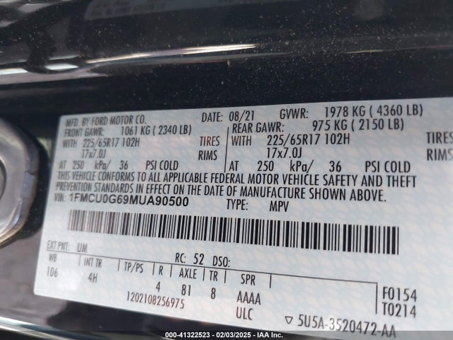 Ford ESCAPE SE 2021 1FMCU0G69MUA90500 Image 9