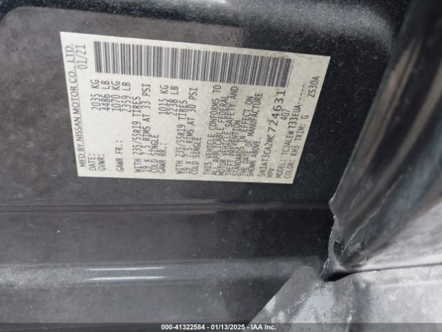 5N1AT3CA2MC724631 Nissan Rogue Sl Fwd
