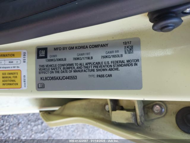 KL8CD6SAXJC440553 Chevrolet Spark 1lt Cvt
