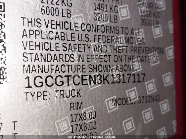 1GCGTCEN3K1317117 Chevrolet Colorado Lt