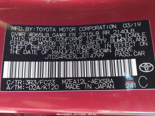 JTDS4RCEXLJ014799 Toyota COROLLA SE
