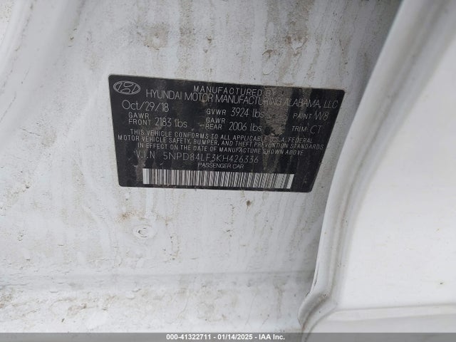 5NPD84LF3KH426336 Hyundai ELANTRA SEL