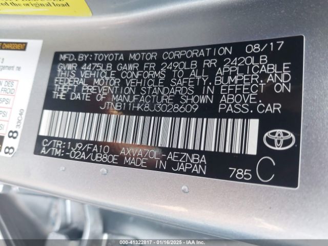 JTNB11HK8J3028609 Toyota CAMRY LE