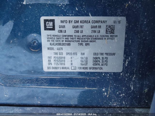 KL4CJASB8LB031689 Buick Encore Fwd Preferred