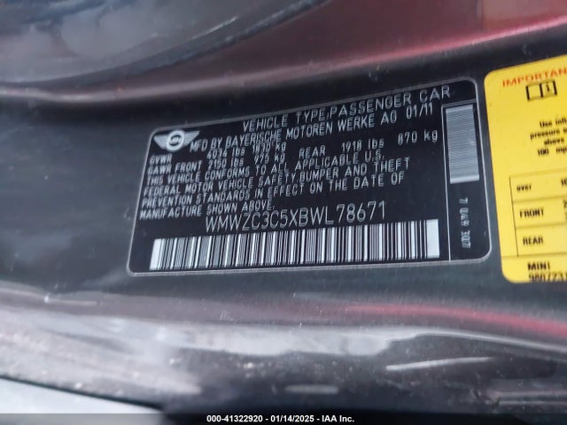 2011 MINI COOPER S COUNTRYMAN WMWZC3C5XBWL78671 Photo 8