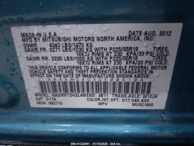 2013 MITSUBISHI OUTLANDER SPORT 4A4AR3AUXDE004104 Photo 8