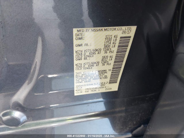 1N6AA1E64HN572012 Nissan Titan Sl