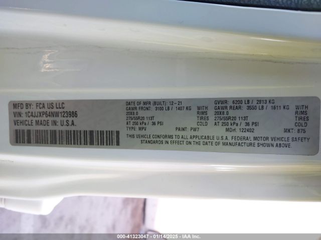 1C4JJXP64NW123986 Jeep Wrangler 4xe Unlimited Sahara 4x4