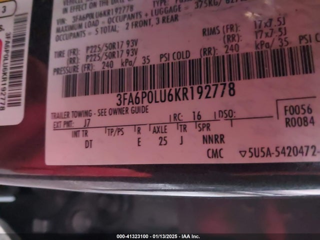 Ford Fusion Hybrid Se 2019 3FA6P0LU6KR192778 Image 9