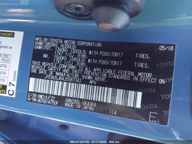 JTEBU5JR4J5587343 Toyota 4runner Trd Pro