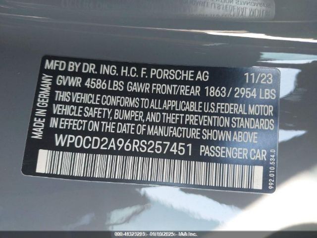 2024 PORSCHE 911 WP0CD2A96RS257451 Photo 8