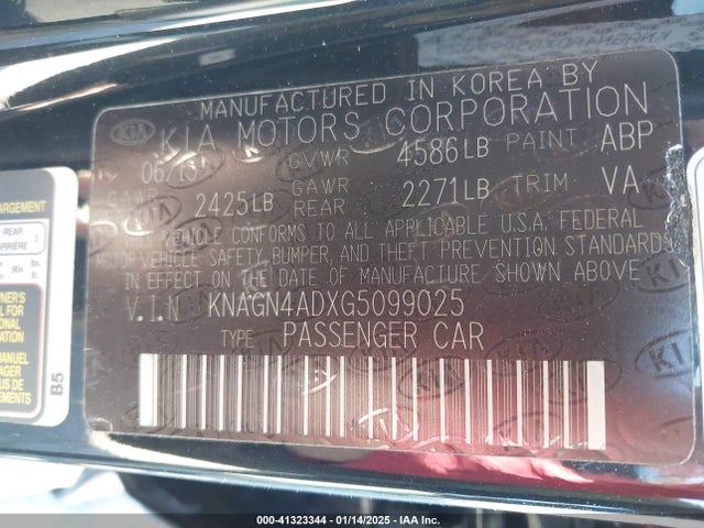 KNAGN4ADXG5099025 KIA Optima Hybrid Ex