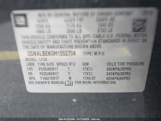2GNALBEK9H1552704 Chevrolet EQUINOX LS