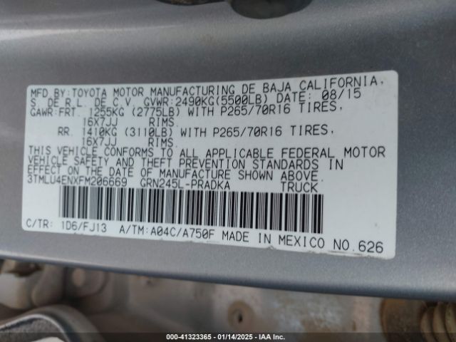 3TMLU4ENXFM206669 Toyota Tacoma Double Cab/trd Pro