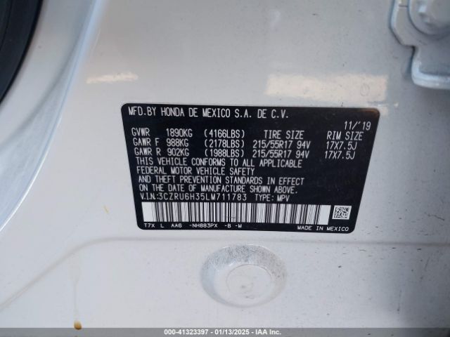 3CZRU6H35LM711783 Honda Hr-v Awd Lx