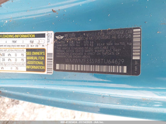 2008 MINI COOPER WMWMF33598TU64629 Photo 8