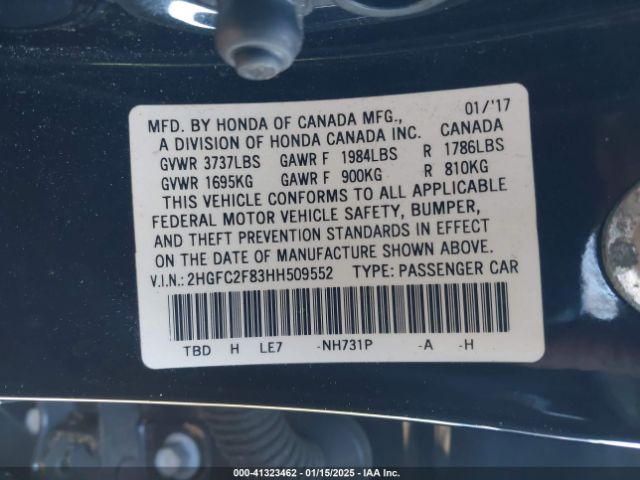 2HGFC2F83HH509552 Honda CIVIC EX
