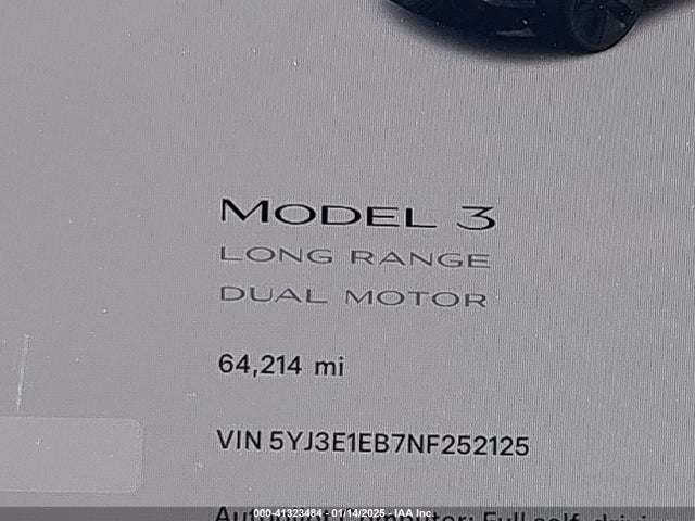 Tesla Model 3 Long Range Dual Motor All-wheel Drive 2022 5YJ3E1EB7NF252125 Image 15