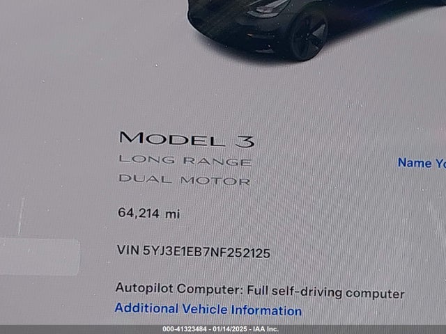 2022 TESLA MODEL 3 5YJ3E1EB7NF252125 Photo 6