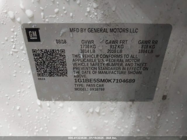 1G1BE5SM0K7104689 Chevrolet CRUZE LT