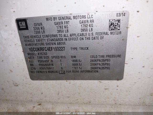 Chevrolet Silverado 1500 1lt 2014 1GCUKREC4EF193227 Image 9