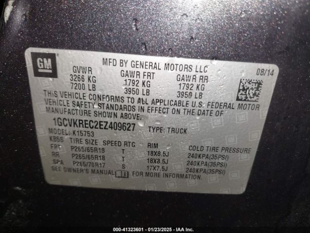 1GCVKREC2EZ409627 Chevrolet Silverado 1500 1lt