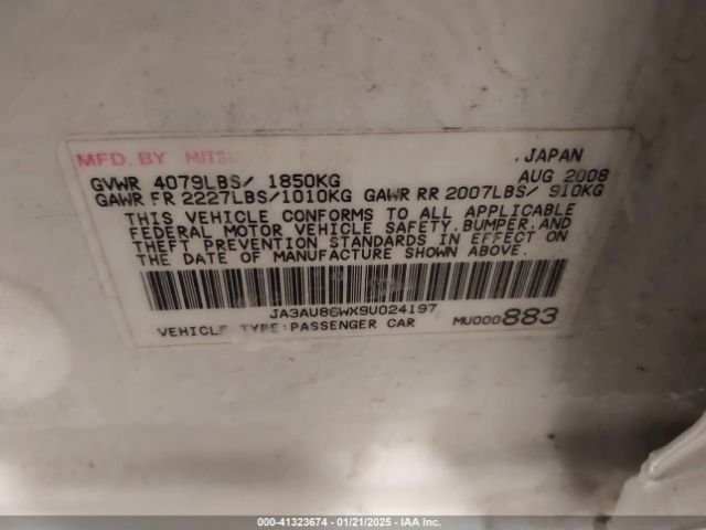 2009 MITSUBISHI LANCER JA3AU86WX9U024197 Photo 8