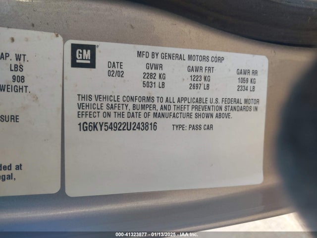 2002 CADILLAC SEVILLE 1G6KY54922U243816 Photo 8