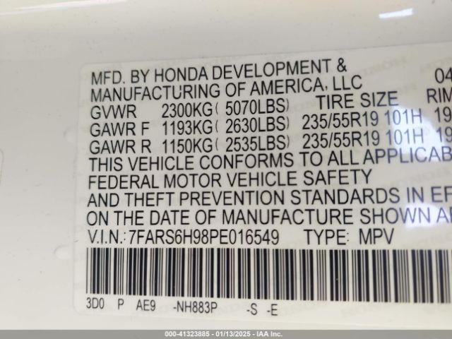 7FARS6H98PE016549 Honda Cr-v Hybrid Sport Touring