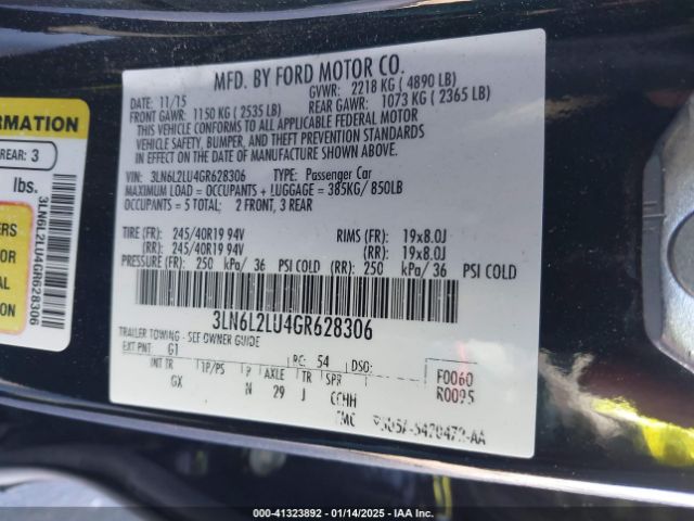 3LN6L2LU4GR628306 Lincoln MKZ HYBRID