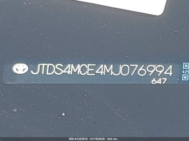JTDS4MCE4MJ076994 Toyota COROLLA SE
