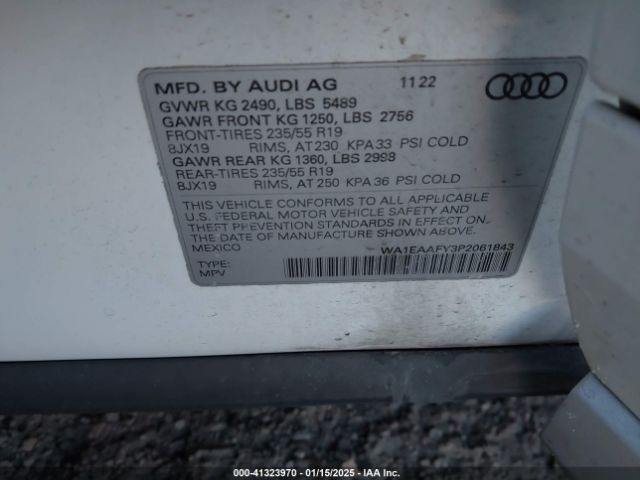 WA1EAAFY3P2061843 Audi Q5 Premium Plus 45 Tfsi S Line Quattro