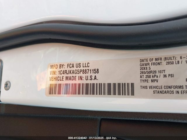 1C4RJKAG5P8871158 Jeep Grand Cherokee L Altitude 4x4