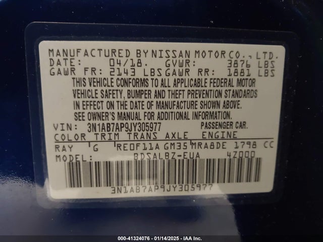 Nissan SENTRA S 2018 3N1AB7AP9JY305977 Image 9